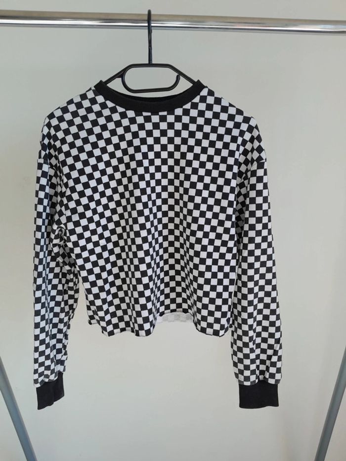 Pull blanc et noir S