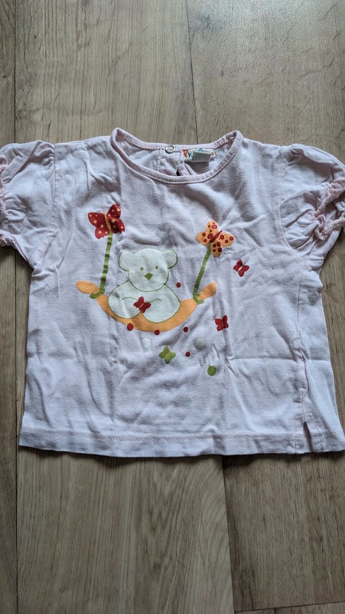 Tee-shirt ours et papillon 12 Mois