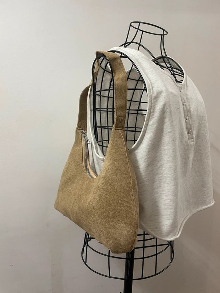Sac à épaule pour femme de style coréen en daim, sac à main en cuir synthétique - photo numéro 5