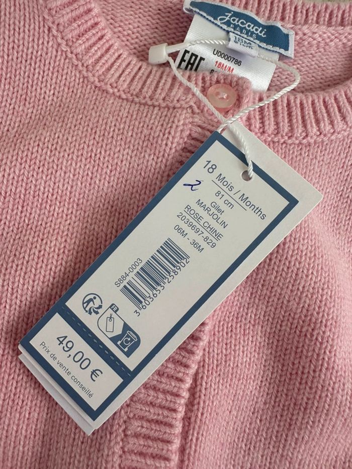 Gilet rose Jacadi taille 18 mois - photo numéro 4