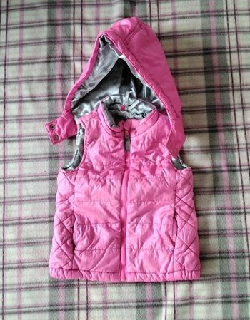 Doudoune  sans  manches  à  capuche  amovible, rose  et  gris  ,fermeture  ,Orchestra  ,5 ans  110 cm 