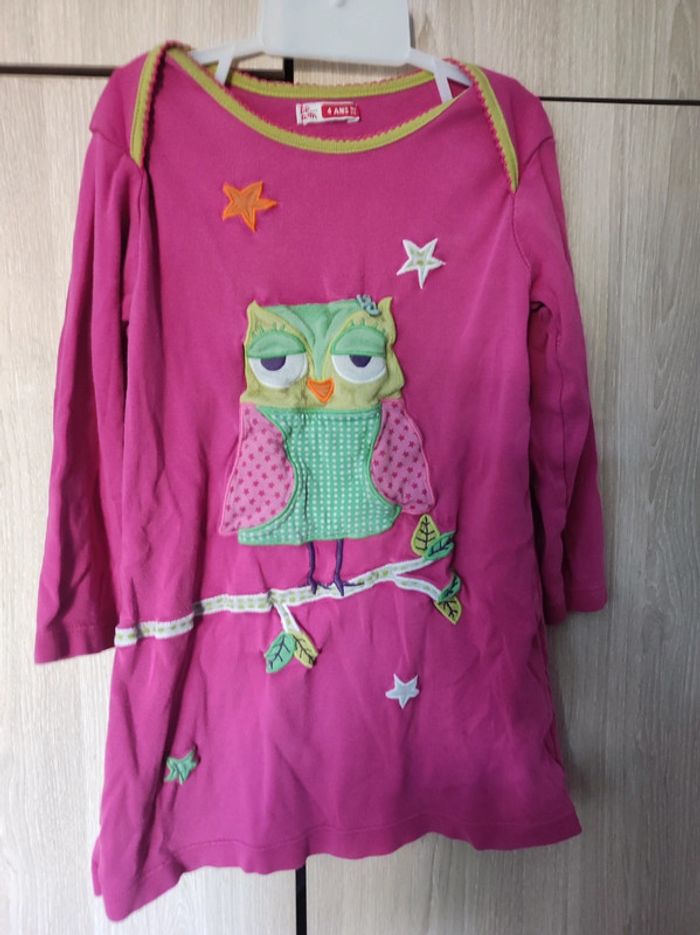 Chemise de nuit rose hibou / Du pareil au même - 4 ans