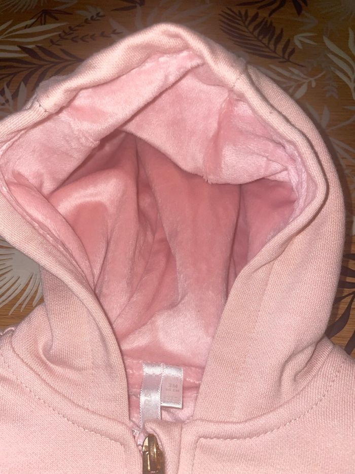 Gilet zippé à capuche molletonné rose avec cœurs orchestra bb 3 mois - photo numéro 7