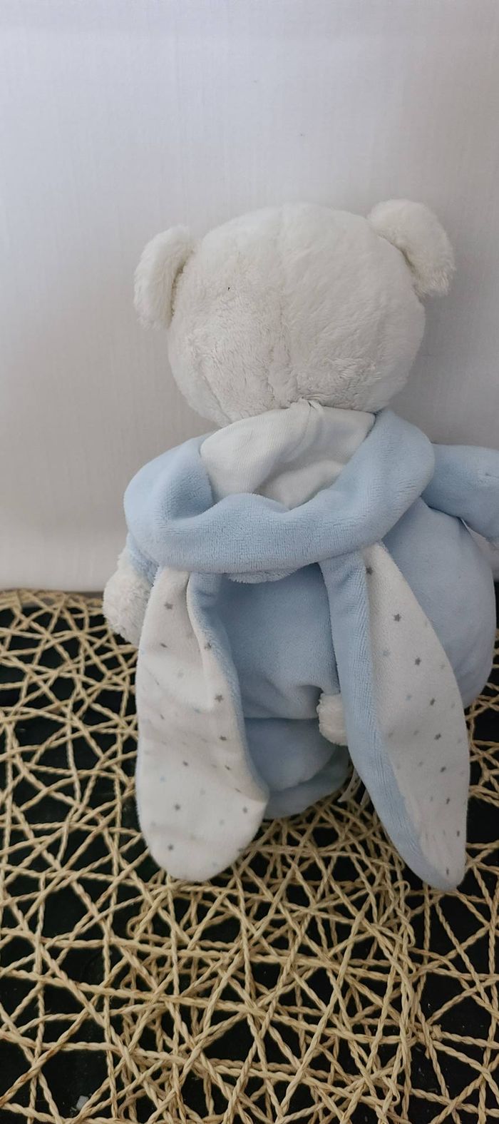 Peluche ours MAX & SAX capuche lapin bleu nuage et étoiles - photo numéro 4