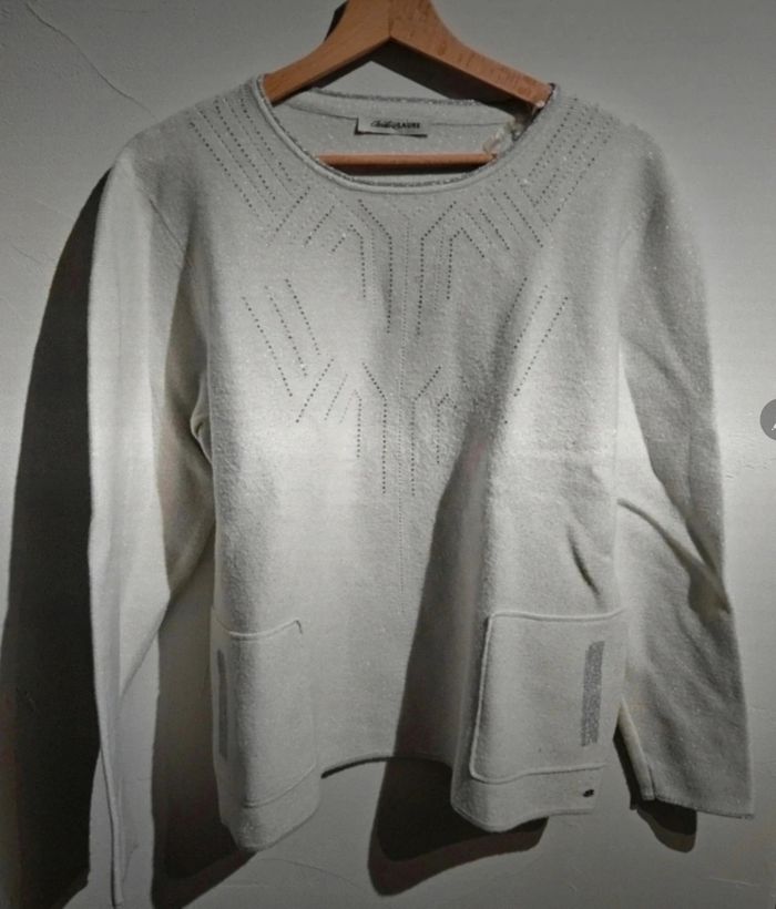 Pull blanc clair chic • taille 46  • Christine Laure