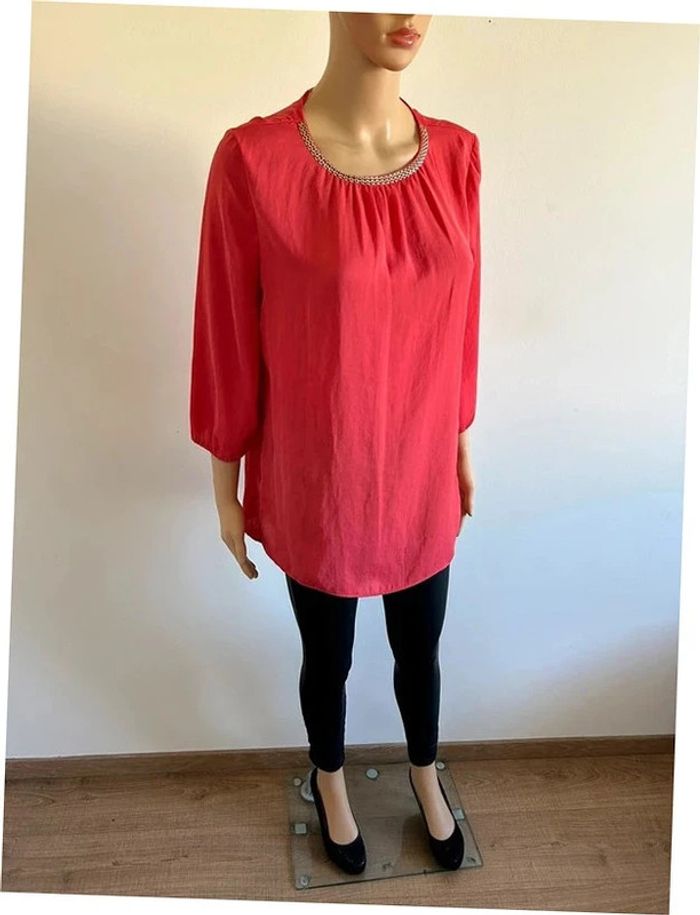 Blouse rose corail avec manches 3/4 Esprit taille 38 jamais portée - photo numéro 4