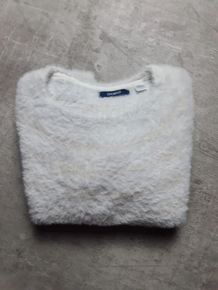 Pull blanc tout doux fille Taille 6 ans Marque okaidi