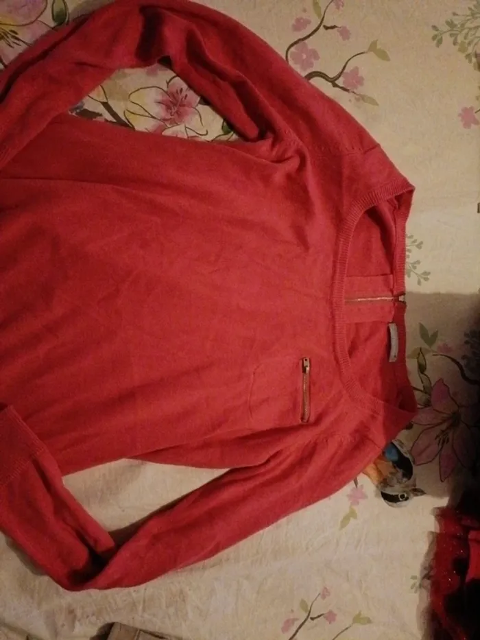 Pull blanche porte 38 corail - photo numéro 2