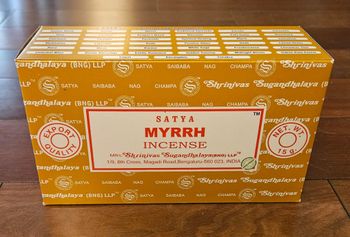 Bâtons Encens - Satya Myrrh (Myrrhe) - Boite de 12 paquets de 15g (total 180g)