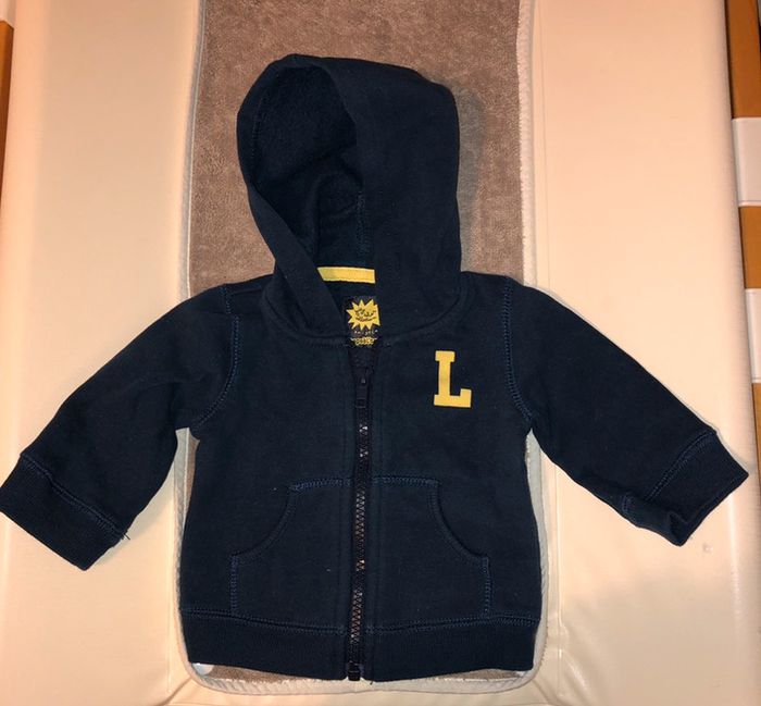 Gilet zippé bleu marine 3 mois - photo numéro 2