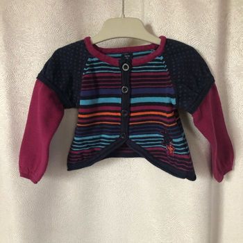 Gilet rayures multicolores 6 mois Terre des Marins
