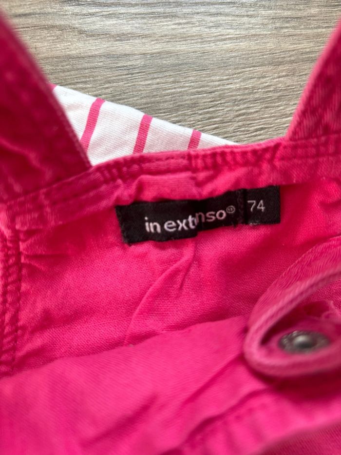 Ensemble marinière rose et blanche avec salopette robe rose en 12 mois - photo numéro 4