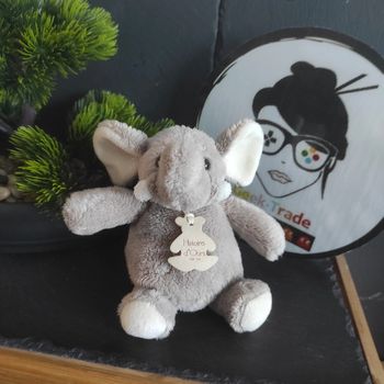 peluche elephant histoire d'ours gris petit blanc modèle ho1948 14 cm