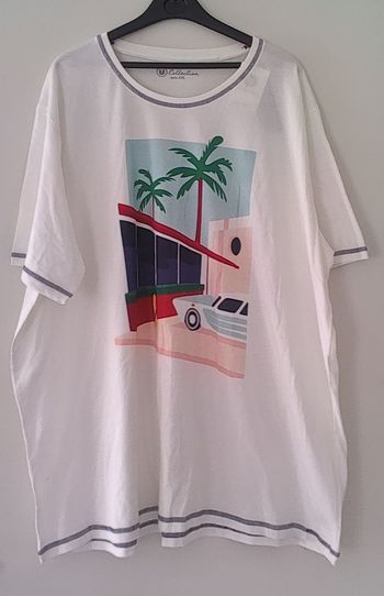 T-shirt manches courtes marque U collection taille XXXXL/4XL couleur blanc à motif pour homme