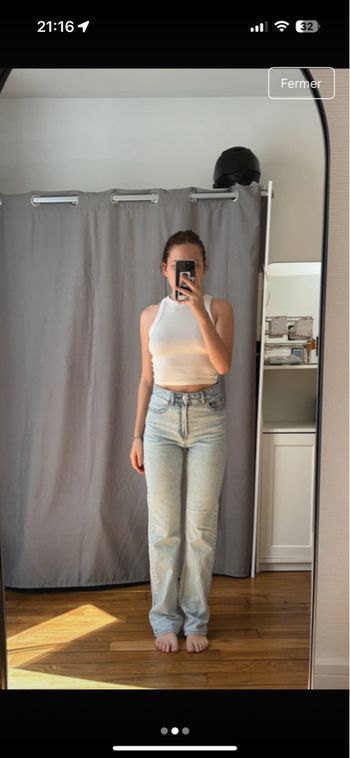 Jean baggy droit taille haute délavé Stradivarius taille 34