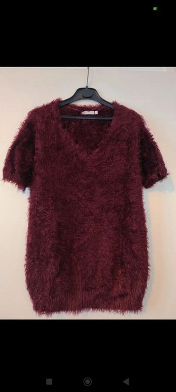 Pull courtes manches à poils couleur Bordeaux taille L Gémo