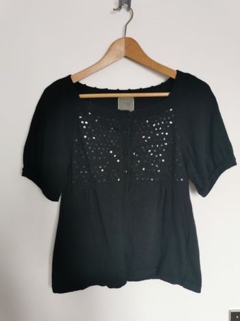 Gilet noir manches courtes à sequin - 38/40 -