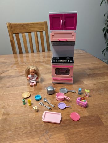 Élément de cuisine pour poupée 30 cm avec petite cuisinière