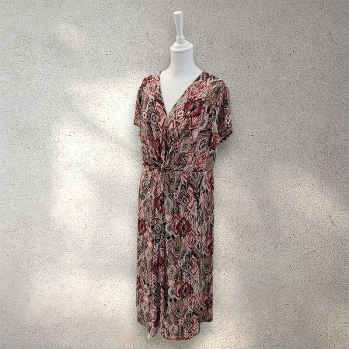 Robe longue fluide imprimée manches courtes décolleté en v 46/48 - photo numéro 2