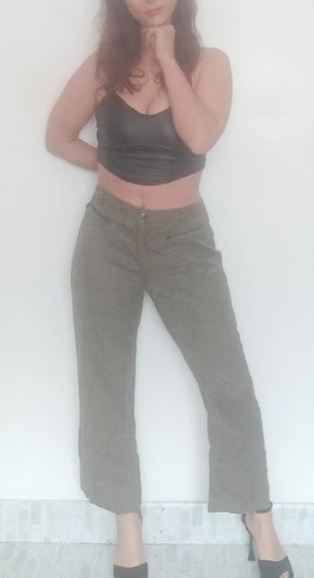 Pantalon casual mélange lin kaki taille 44