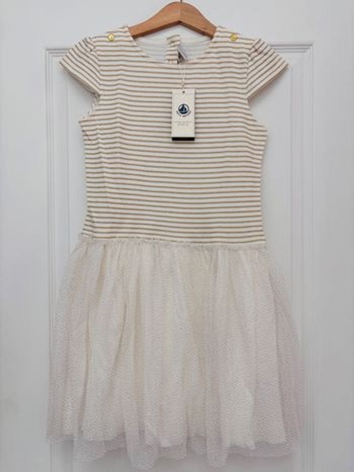 Robe de fête fille Petit Bateau doré pailletée et tulle 10 ans neuve etiquette