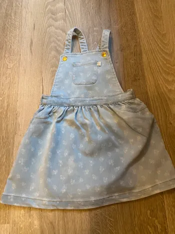 robe en jean à papillons/ fleurs blanches inextenso 2 ans