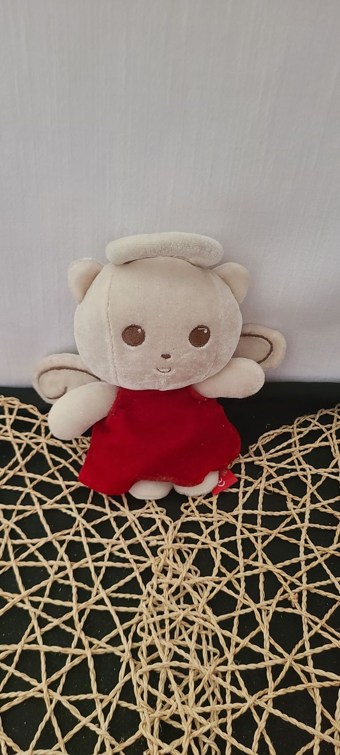 DOUDOU PELUCHE ORCHESTRA CHAT ANGE BLANC ROBE ROUGE - photo numéro 2