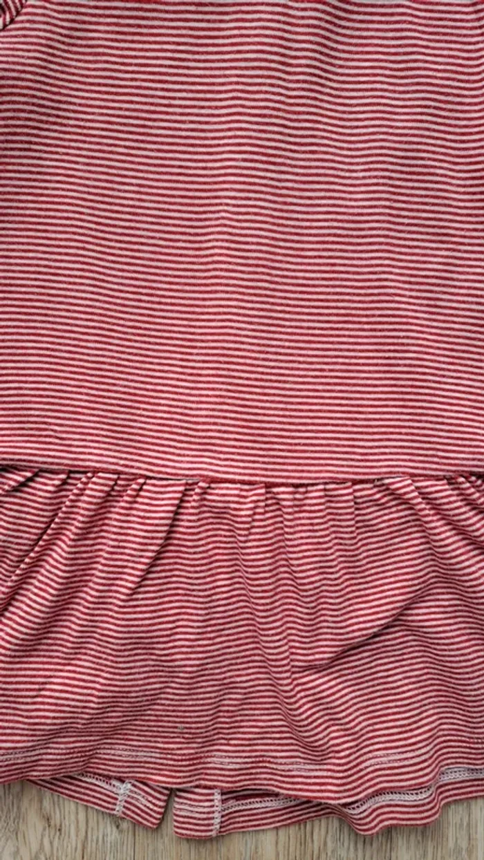 Robe rayée rouge à col claudine blanc Petit Bateau 24 mois - photo numéro 3