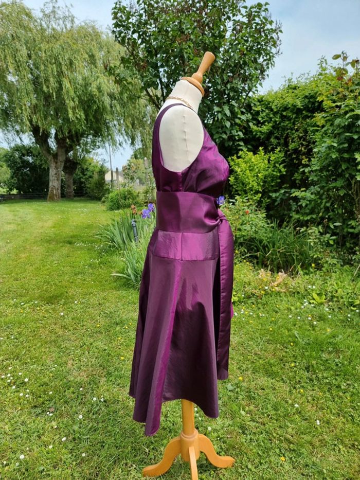 Superbe robe de cérémonie violet satiné * T40 * - photo numéro 3