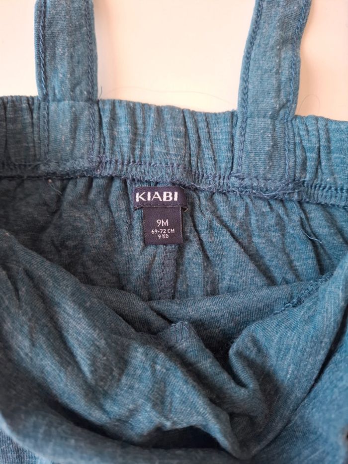 Salopette bleue turquoise Kiabi taille 9 mois - photo numéro 2