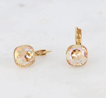 Dormeuses Swarovski dorées et beige