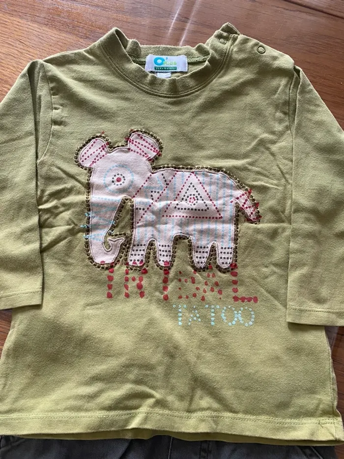 Ensemble 24 mois – Tee-shirt manches longues + pantalon large - photo numéro 2