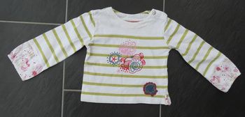 Joli tee shirt marinière manches longues fille 12 mois DPAM