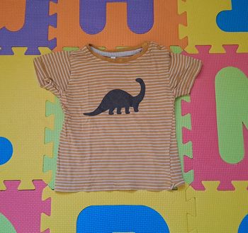T-shirt manches courtes moutarde dinosaure, zeeman, taille 18 mois (86 cm)