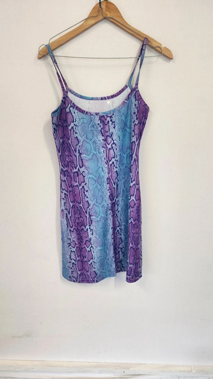 Petite robe serpent mauve et lilas années 90s - photo numéro 3