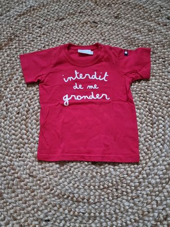 Tee-shirt interdit de me gronder 18 mois