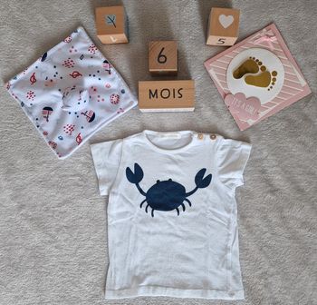 T-shirt MC blanc Little Celebs 6M (TBE)