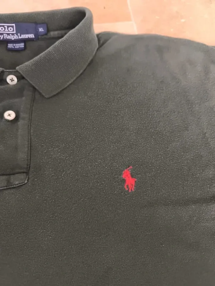 Polo Ralph Lauren homme taille XL vert foncé logo rouge Pima coton excellent état - photo numéro 5