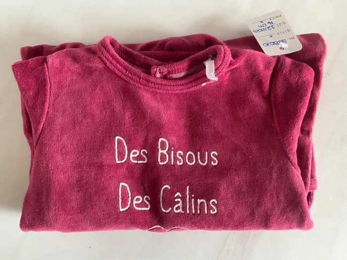 Pyjama épais fuchsia Mes Petits Cailloux 12 mois/74 cm [ref.98B070]