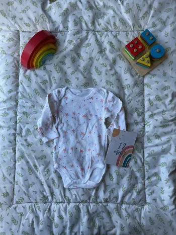 body manches longues blanc motifs étoiles 12 mois