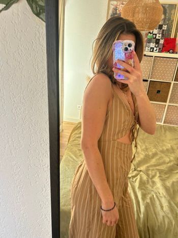 Combinaison à rayures beige