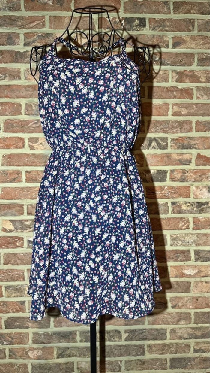 Robe bleue foncé à fleurs America Today Taille S/36