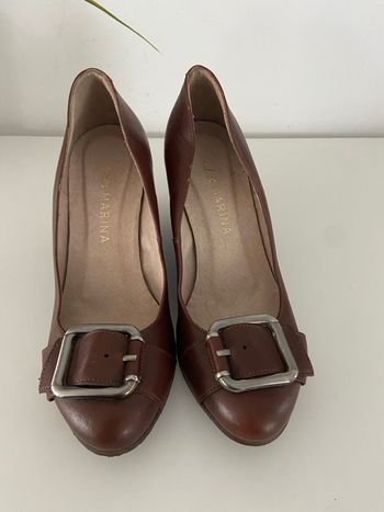 Escarpins SAN MARINA - Cuir Marron (Vera Pelle) - Talon Compensé - T.36