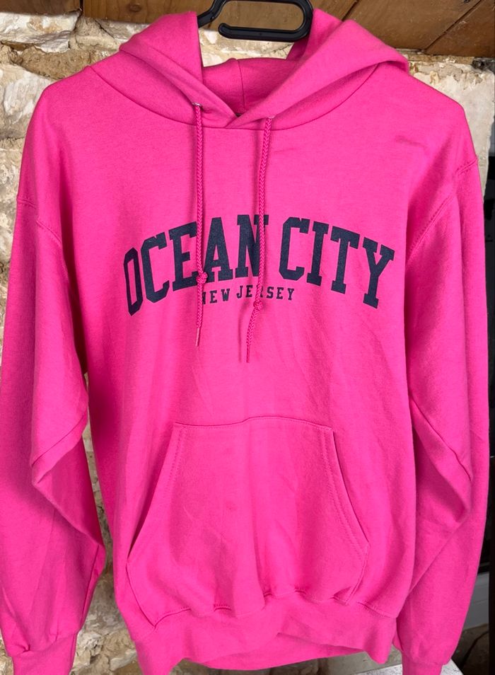 Sweat à capuche Champion Ocean City New Jersey rose – taille S femme - photo numéro 2