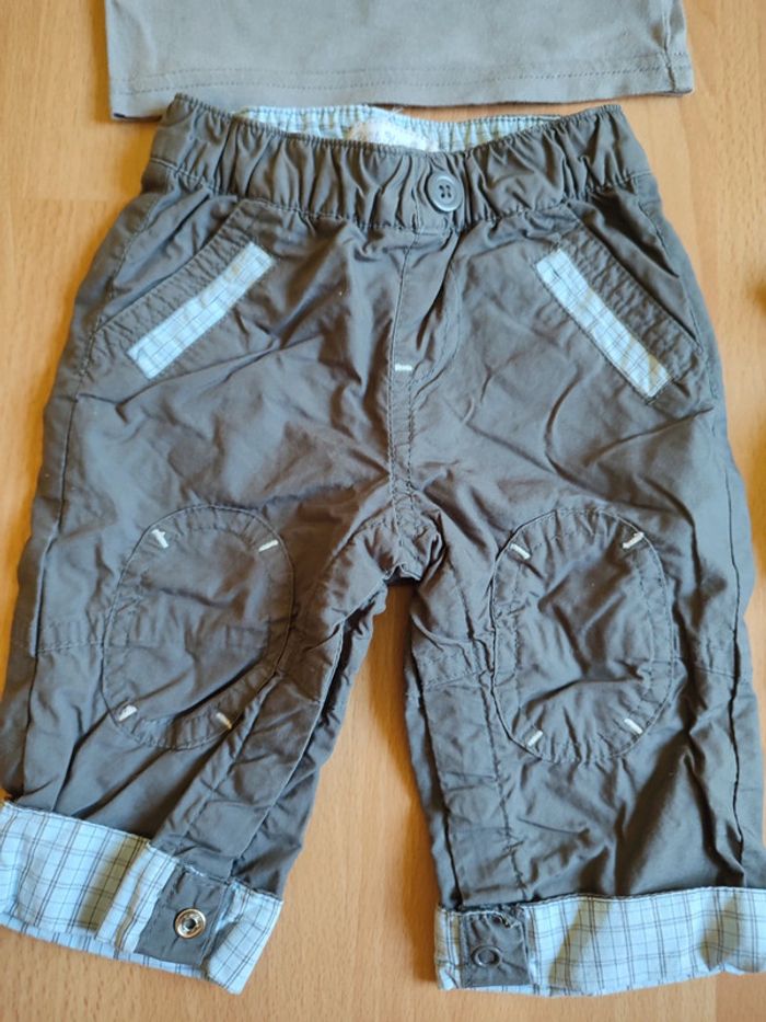 Lot salopette + polo + pantalon assortis Petit Kimbaloo+ t-shirt manches longues en 1M - photo numéro 9