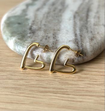 Boucles d’oreilles en acier inoxydable dorées coeur 