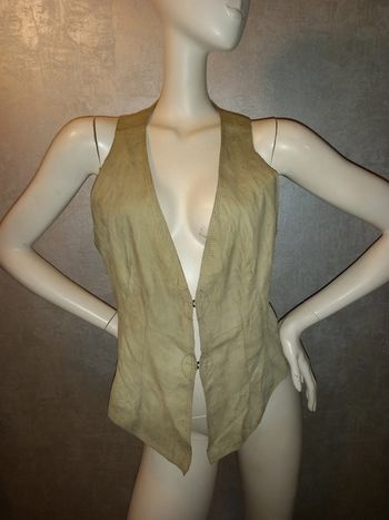 gilet en cuir de chèvre beige IKKS taille 40
