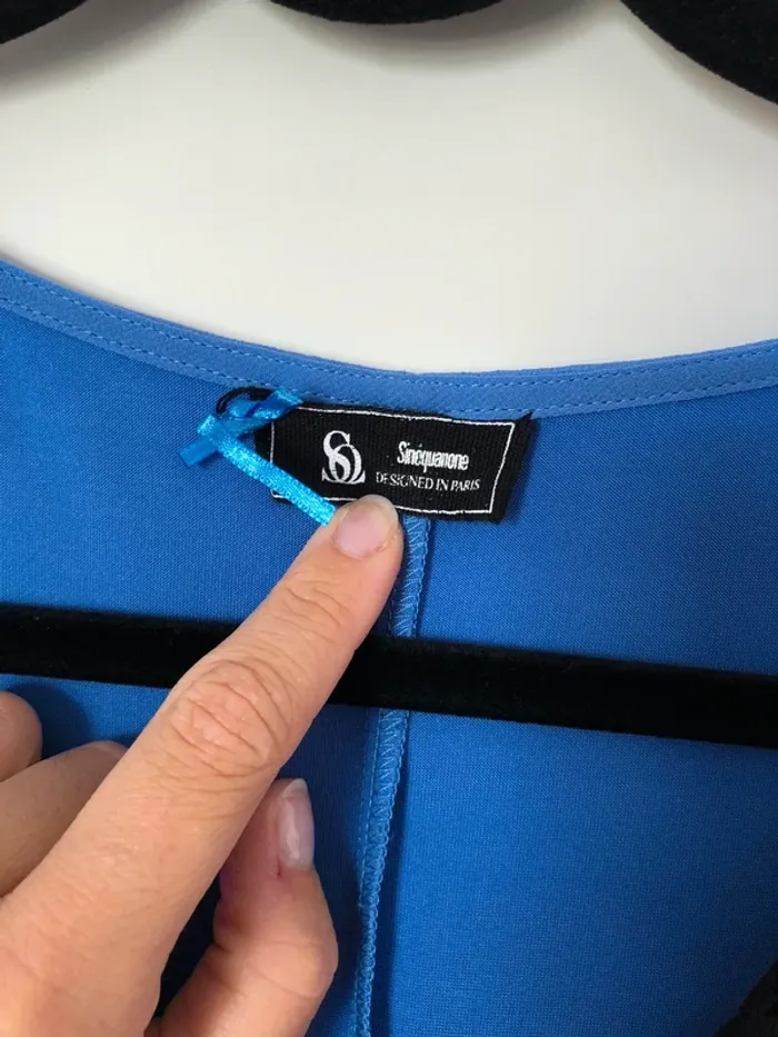 Robe longueur genou bleu avec dentelle Sinequanone taille S/M - photo numéro 6