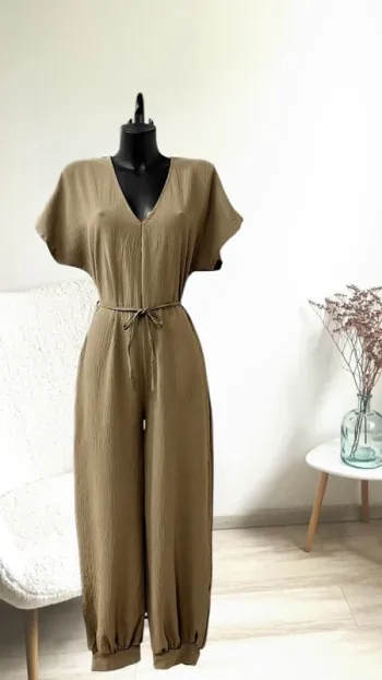 Combinaison unie couleur camel