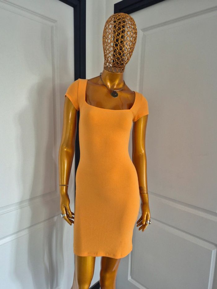 Robe Courte Manches Courtes Orange Femme Taille L/40